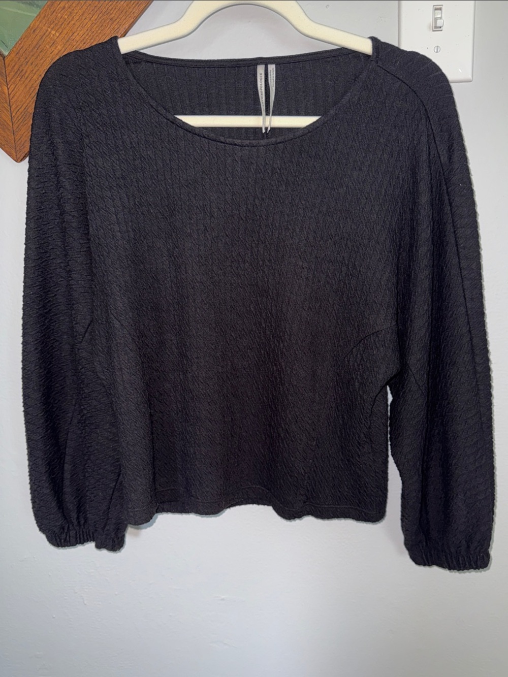 Anthropologie Black Textured Scoop-Neck Pullover